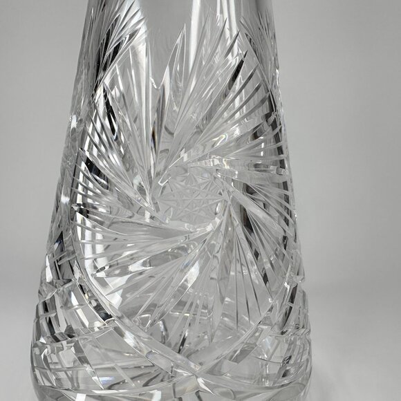 Decanter Crystal Cut Glass European MCM Starburst Diamond Pattern W/ Stopper 13" - Picture 3 of 16